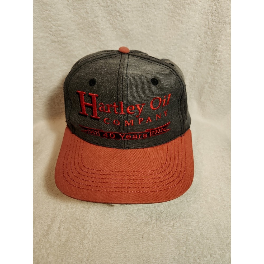 Vintage Hartley Oil Company 40 Years Trucker Hat Faded Grey Snapback Made in USA